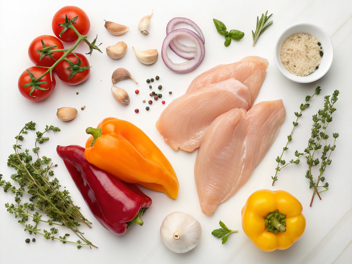 aiguillettes de poulet aux poivrons au cookeo - liste des ingrédients