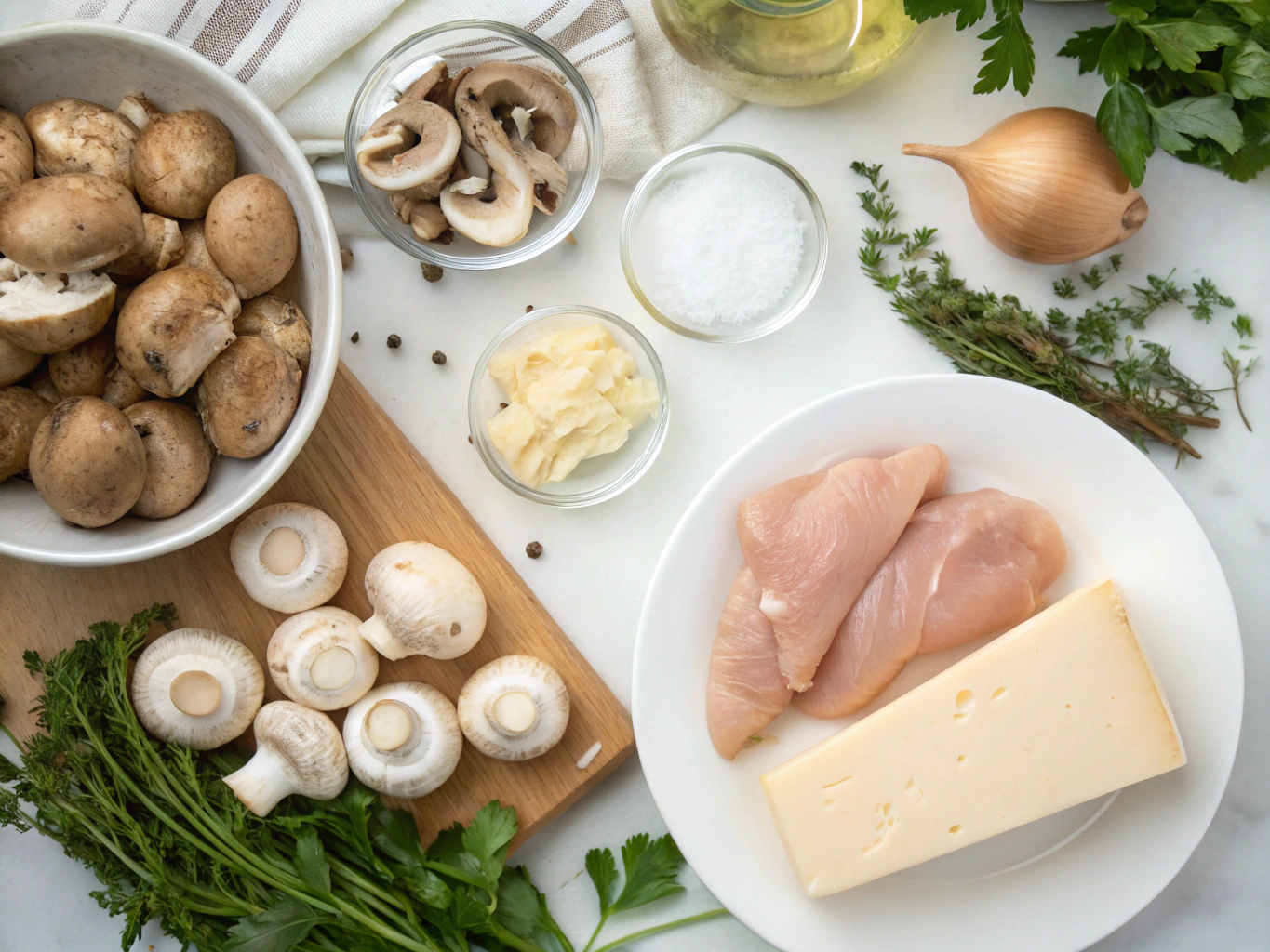 blancs de poulet aux champignons et boursin au cookeo - liste des ingrédients