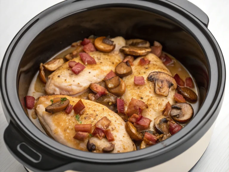 blancs de poulet aux lardons et champignons au cookeo