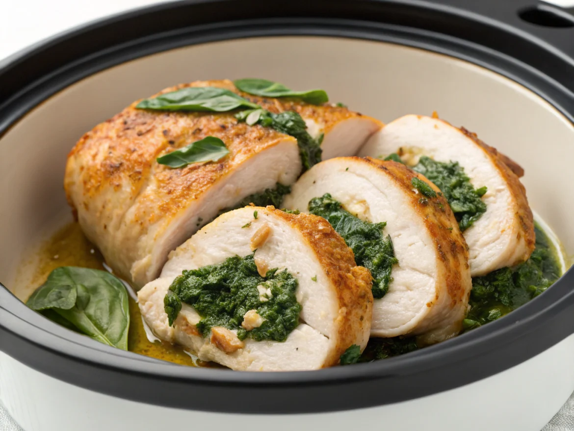 blancs de poulet farcis aux epinards au cookeo