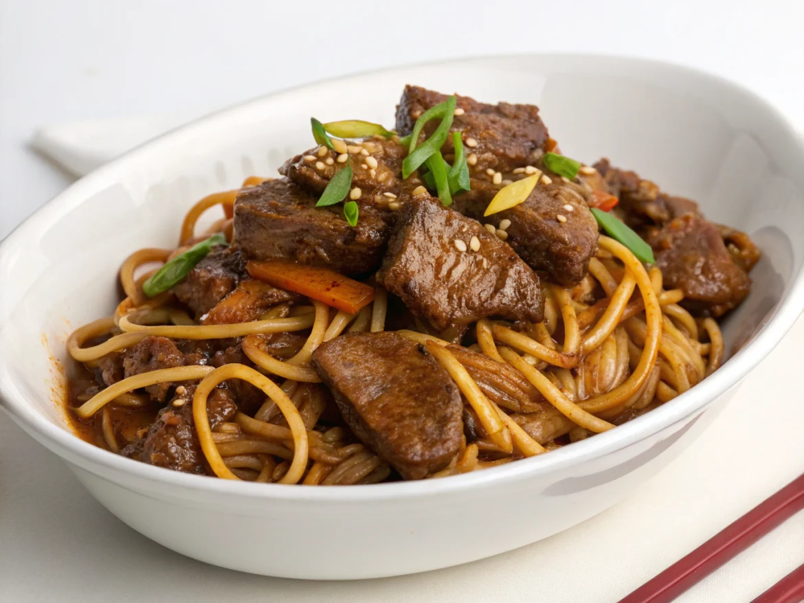 boeuf au caramel et nouilles sautees au soja au cookeo