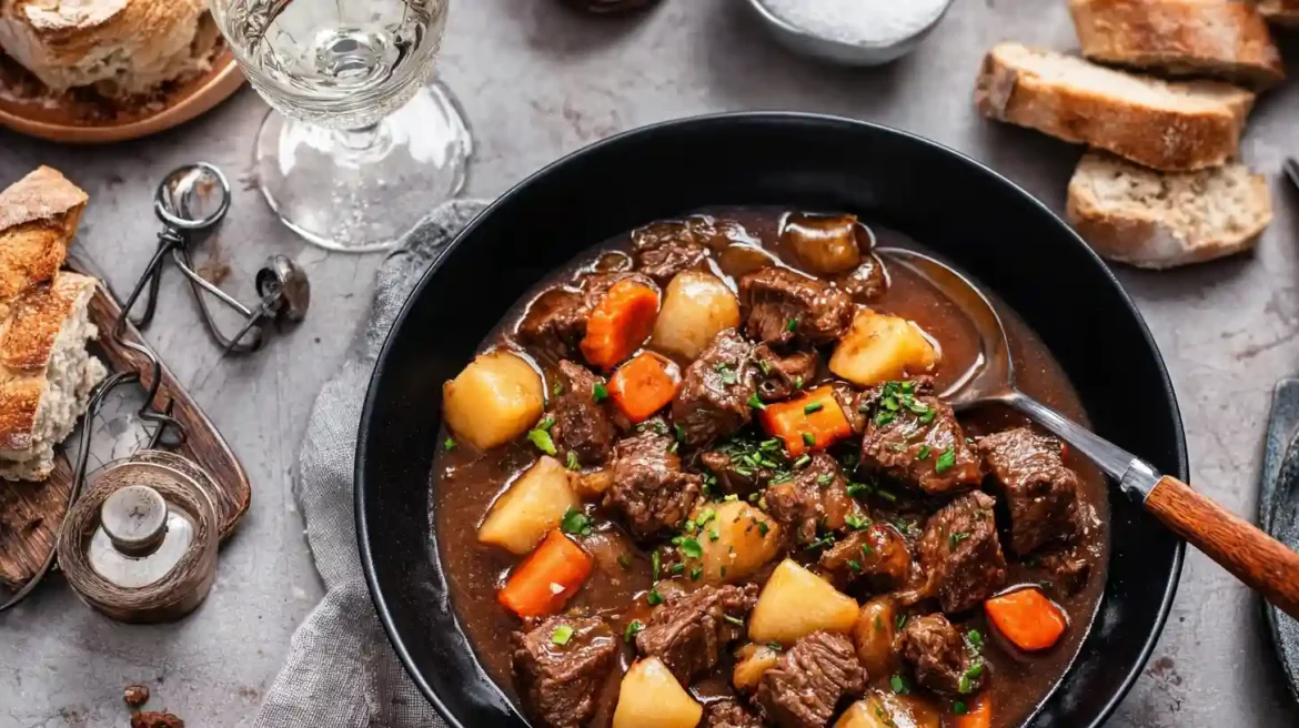 Bœuf bourguignon au Cookeo servi dans une cocotte