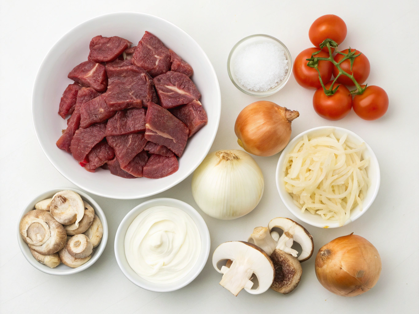 boeuf stroganoff au cookeo - liste des ingrédients