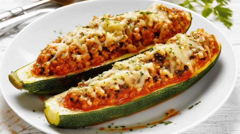 Courgettes farcies Cookeo dans une assiette blanche