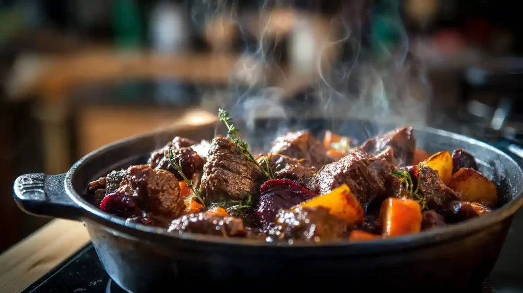 Cuisson du bœuf bourguignon au Cookeo