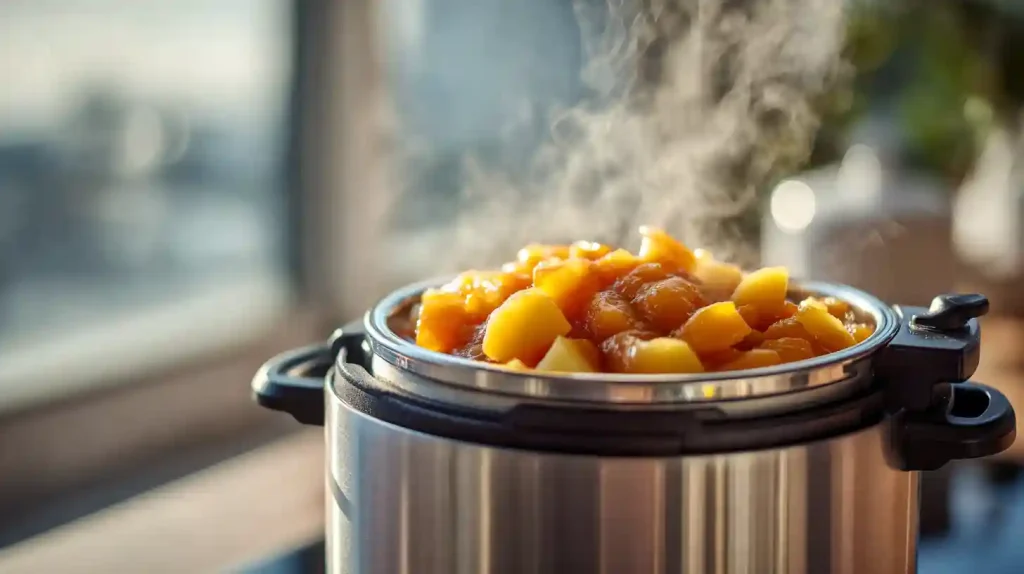 Compote de pommes en cours de cuisson au Cookeo