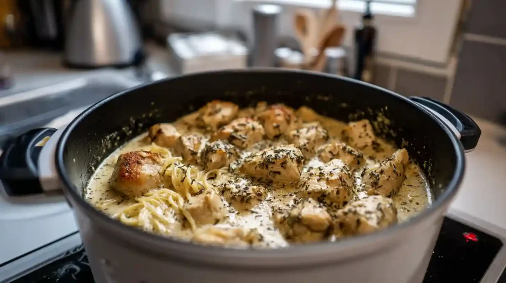 Cuisson des pâtes au poulet dans le Cookeo