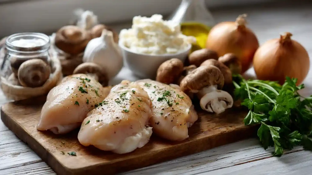 Ingrédients frais pour les blancs de poulet au Cookeo