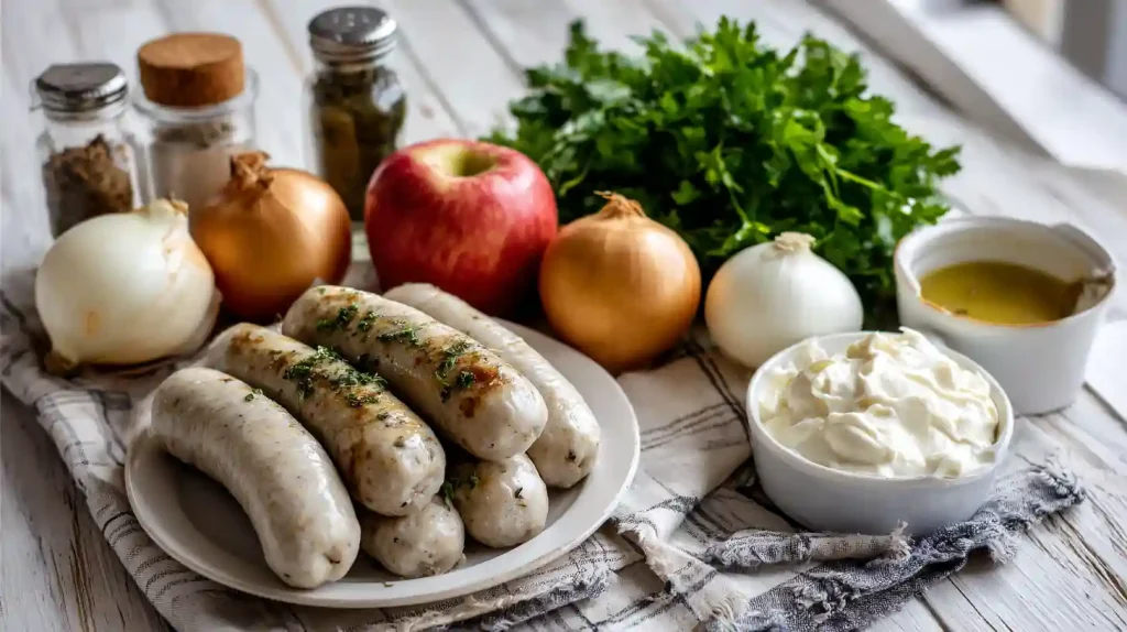 Ingrédients frais pour le boudin blanc au Cookeo