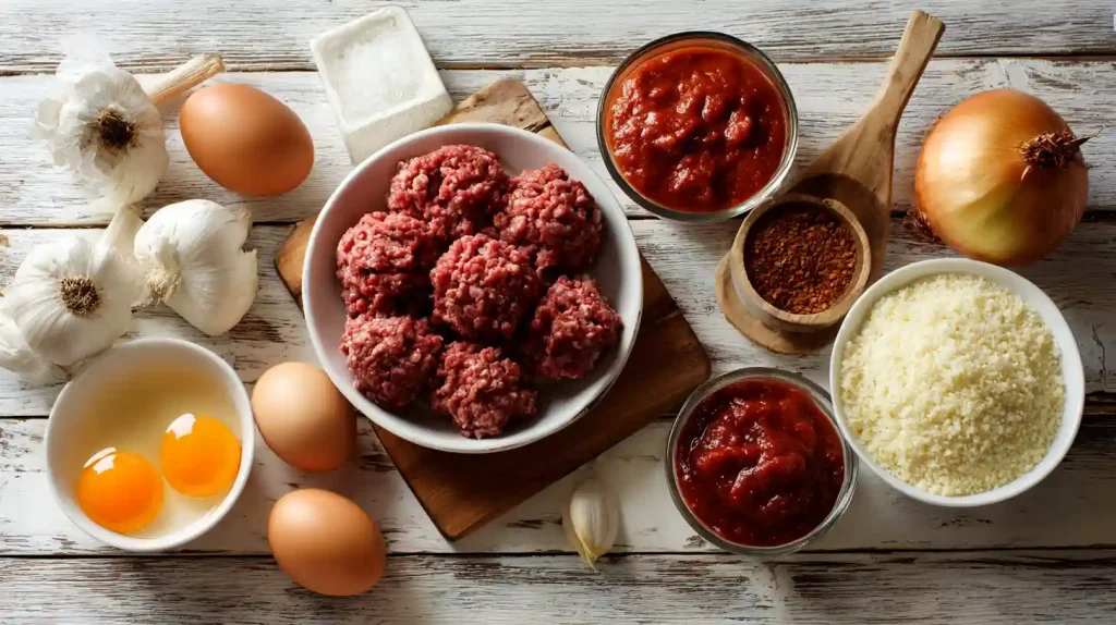 Ingrédients frais pour les boulettes de viande au Cookeo