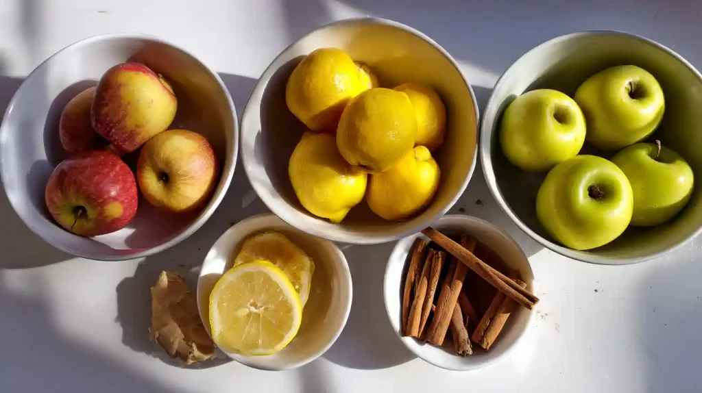 Ingrédients pour la compote de pommes Cookeo