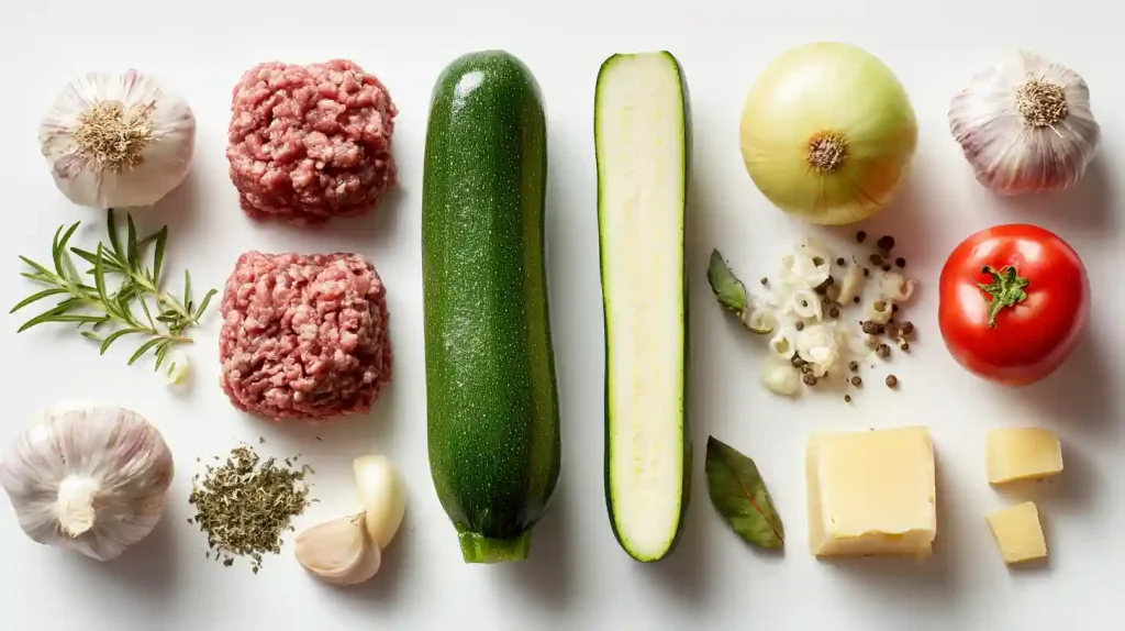 Ingrédients pour courgettes farcies Cookeo