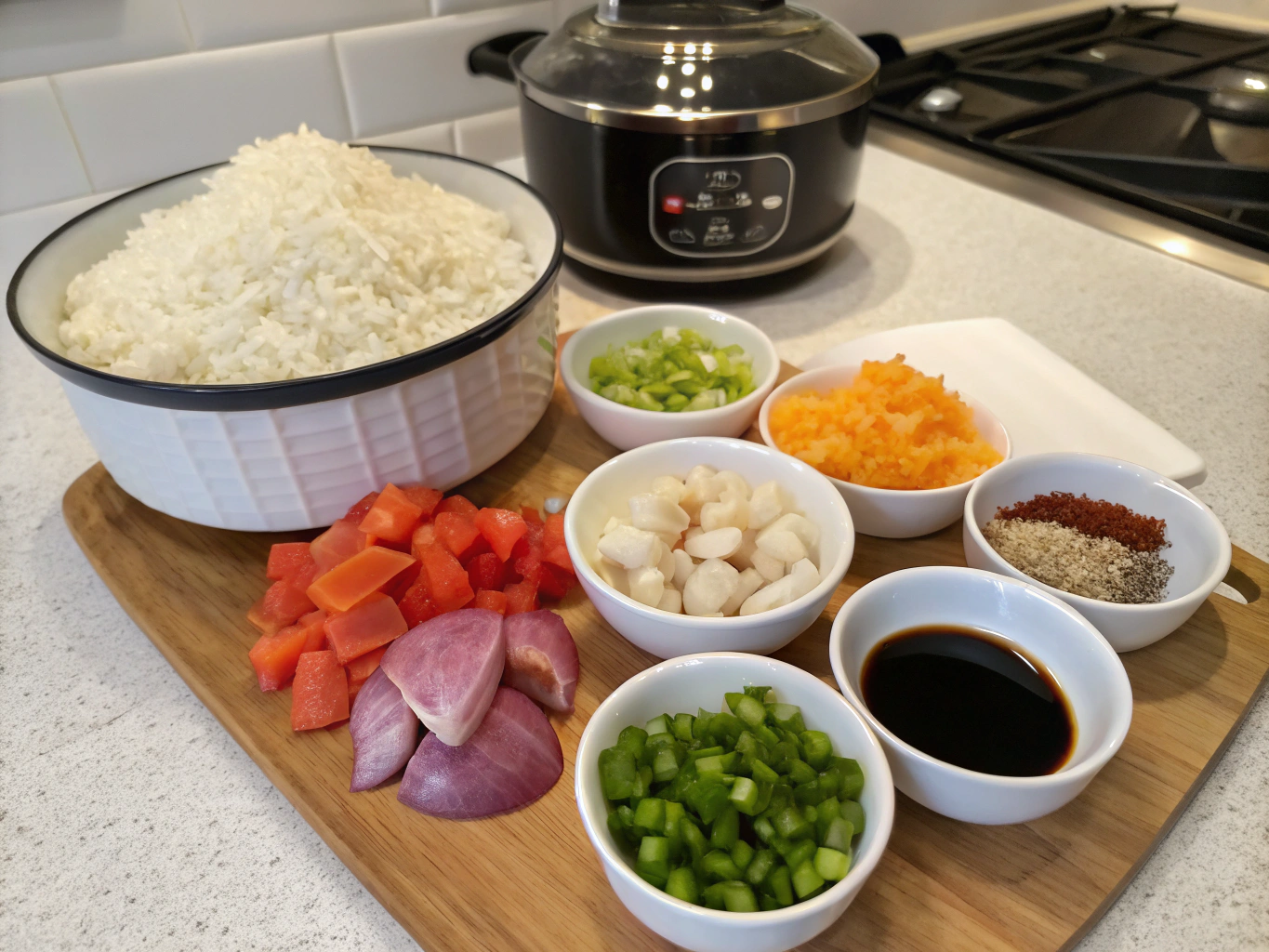 riz cantonais au cookeo - liste des ingrédients