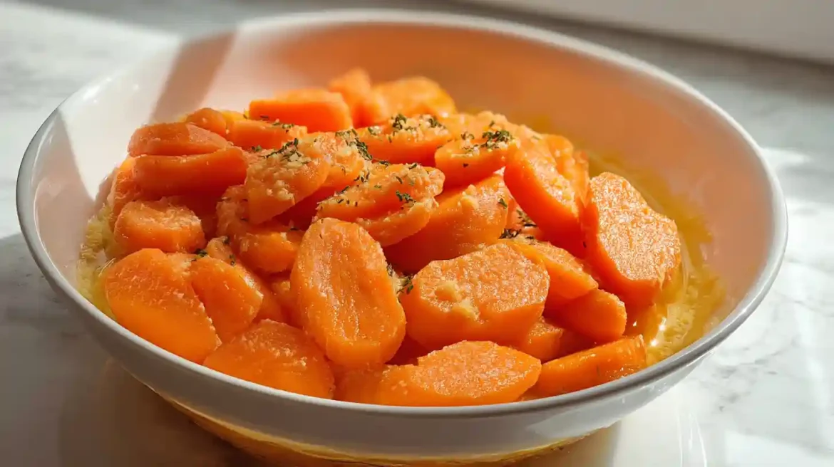 Carottes à la crème Cookeo servies dans une assiette blanche