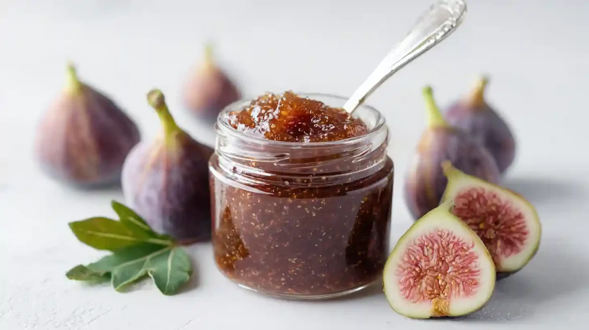 Confiture de figues Cookeo dans un pot blanc