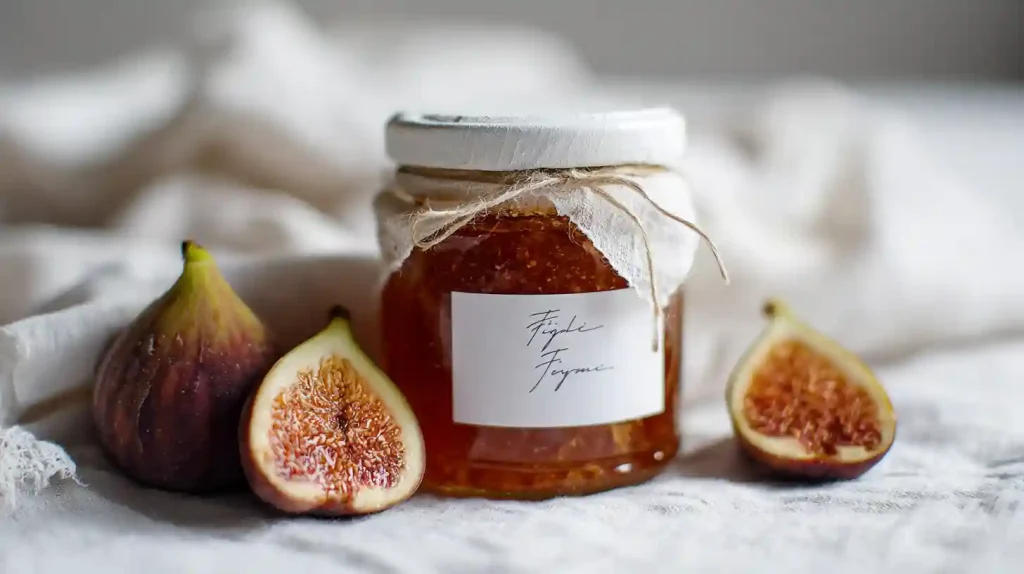 Pot de confiture de figues prêt à être dégusté