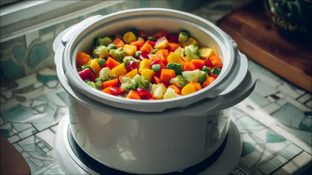 Cuisson de la jardinière de légumes dans le Cookeo