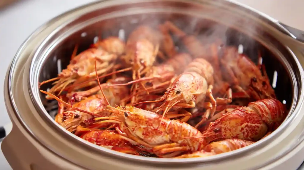 Langoustines dans le panier vapeur du Cookeo