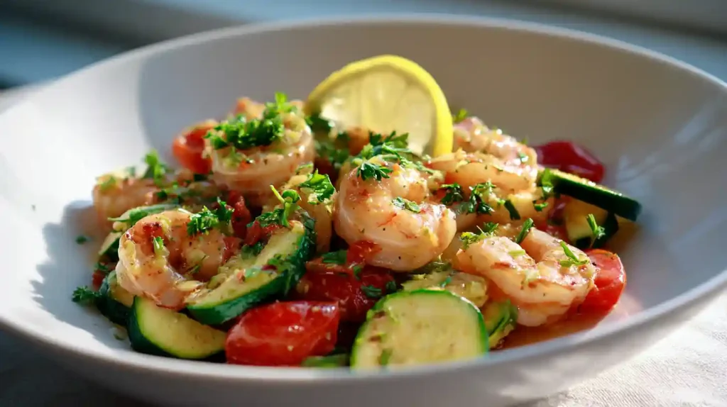Poêlée estivale servie avec citron et persil