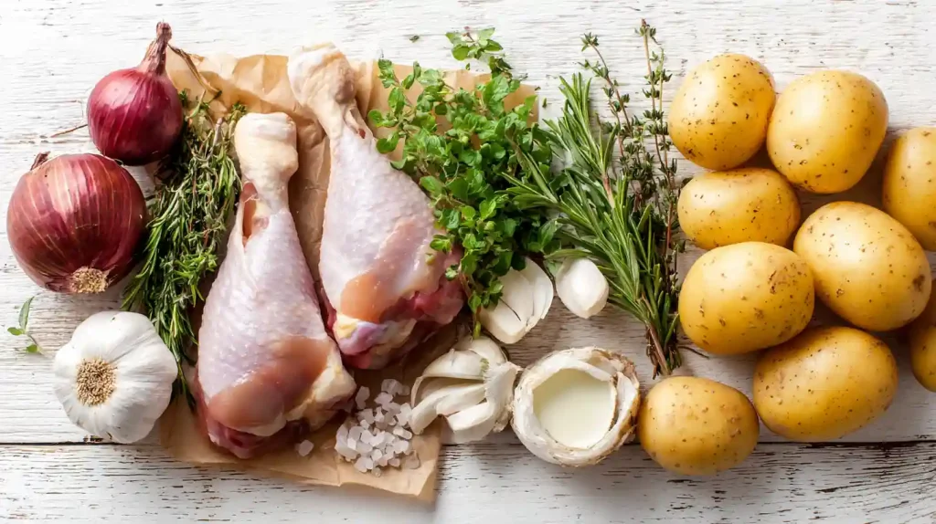 Ingrédients crus pour cuisses de canard au Cookeo