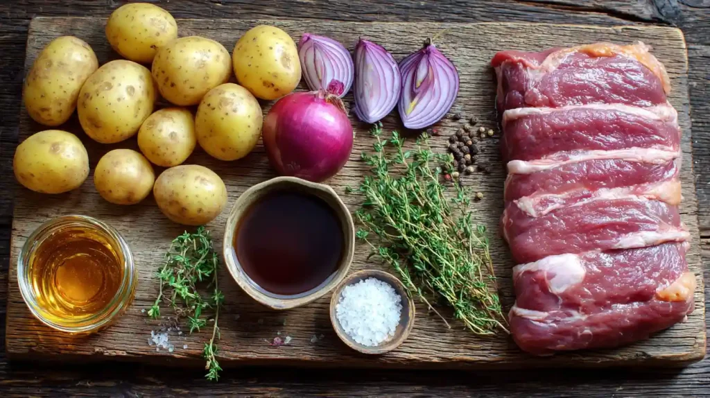 Ingrédients crus pour magret de canard au miel