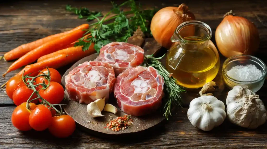 Ingrédients crus pour osso bucco de dinde