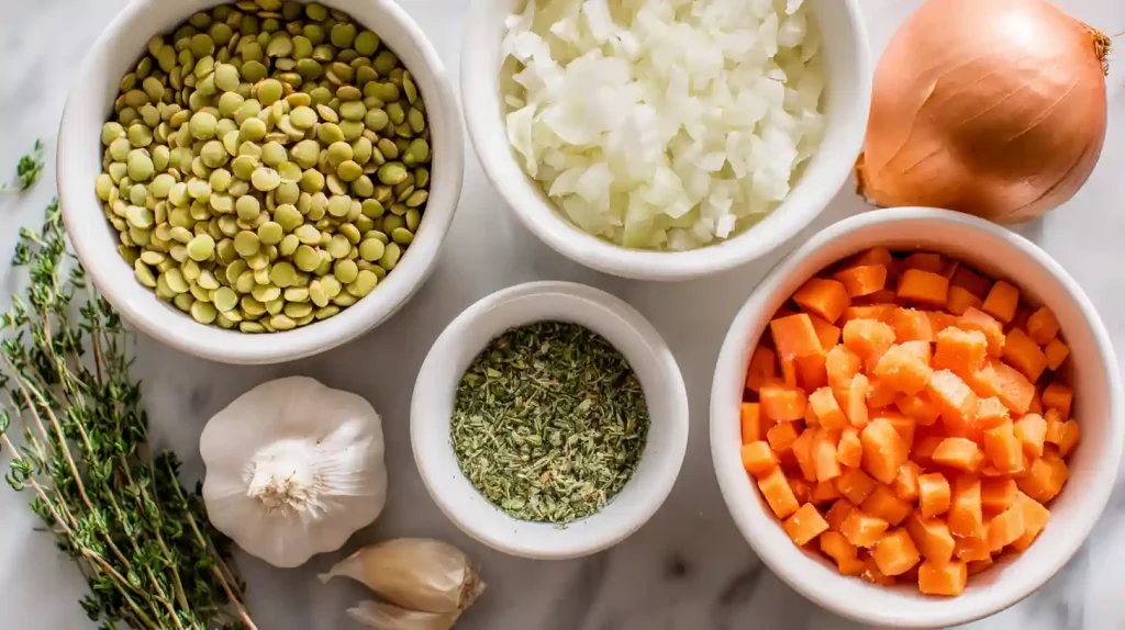Ingrédients pour pois cassés au Cookeo