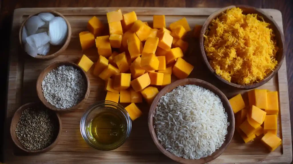Ingrédients crus pour le risotto
