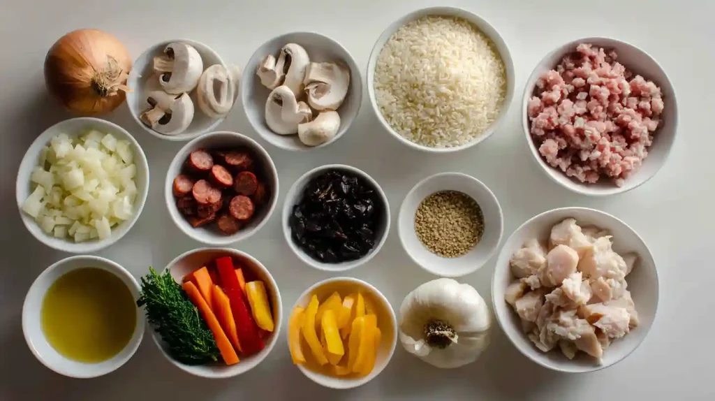 Ingrédients simples pour risotto poulet chorizo