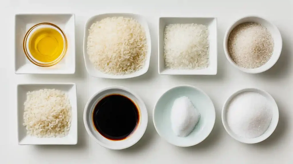 Ingrédients pour riz sushi au Cookeo, épurés