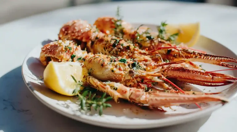 Langoustines cuites au Cookeo servies dans une assiette blanche