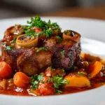 Osso bucco de dinde cookeo dans une assiette blanche