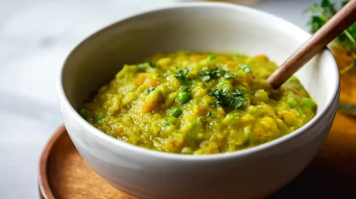 Pois cassés au Cookeo servis dans une assiette blanche