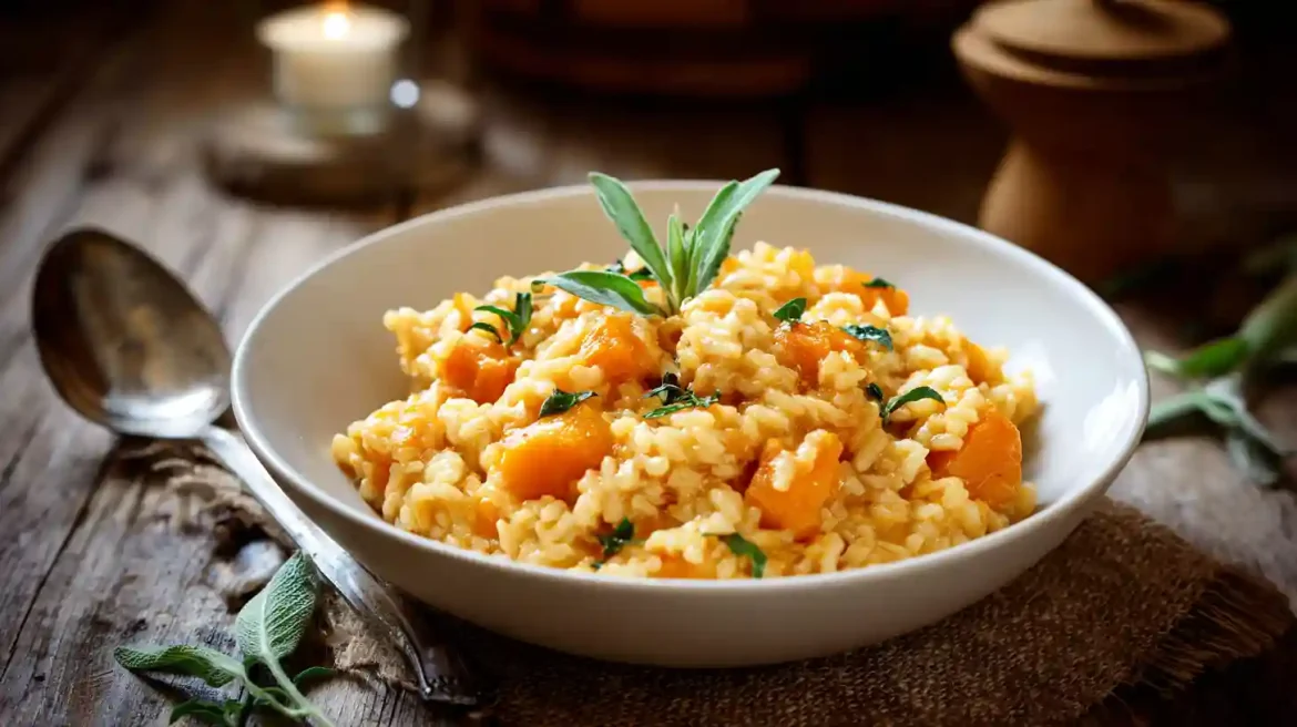 Risotto butternut crémeux servi chaud