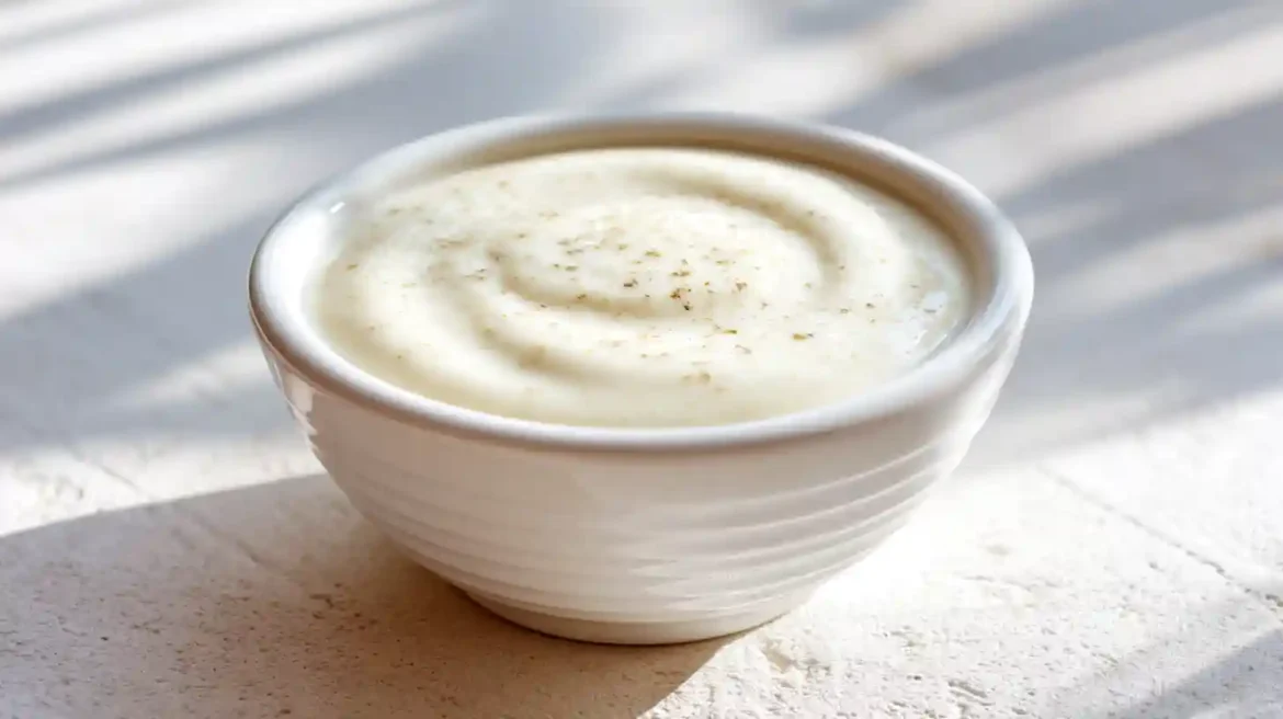 Sauce béchamel Cookeo servie dans un petit bol blanc