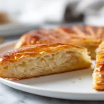 Savoureuse galette des rois frangipane au Cookeo, dorée et garnie de crème d'amande.