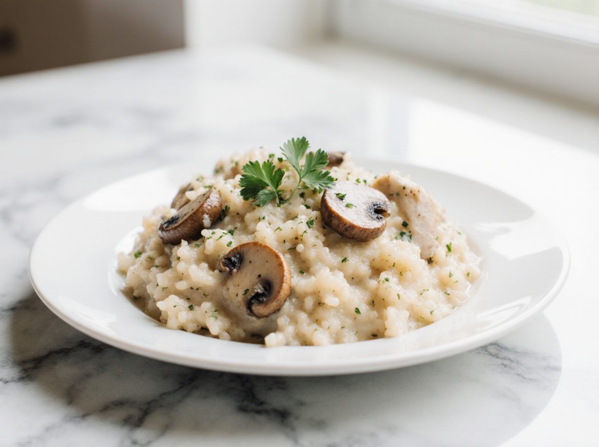 Risotto poulet champignons au Cookeo, crémeux et savoureux