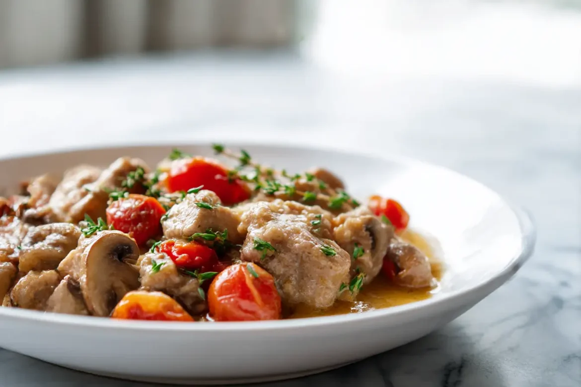 Savoureux veau Marengo au Cookeo, mijoté à la perfection.