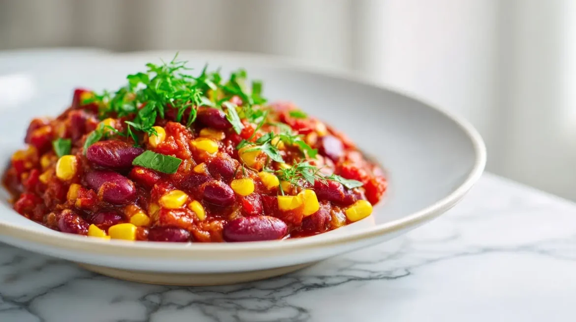 Chili sin carne aux haricots rouges et maïs au Cookeo, plein de saveurs.