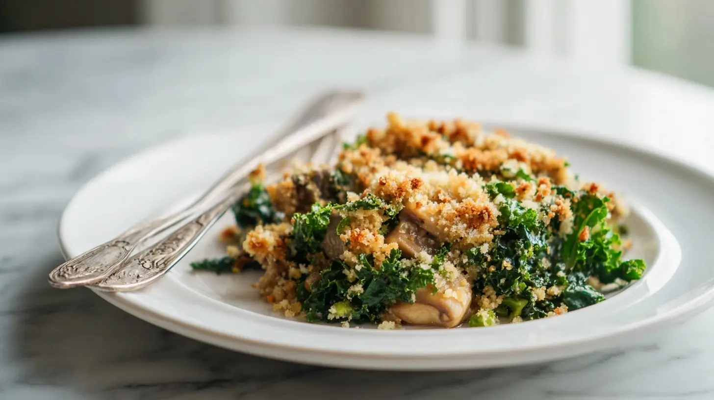 Crumble salé au chou kale et champignons au Cookeo - liste des ingrédients