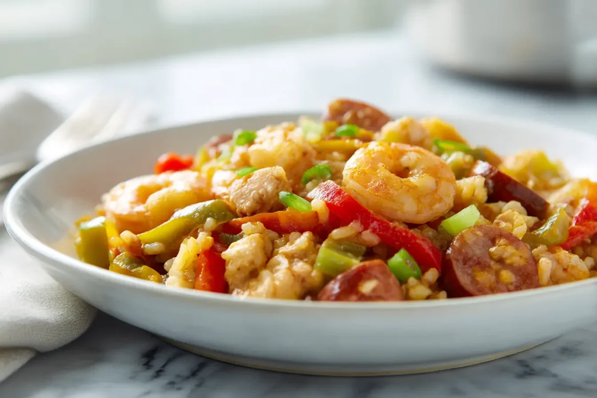 Savoureuse jambalaya au Cookeo, riche en saveurs et épices.
