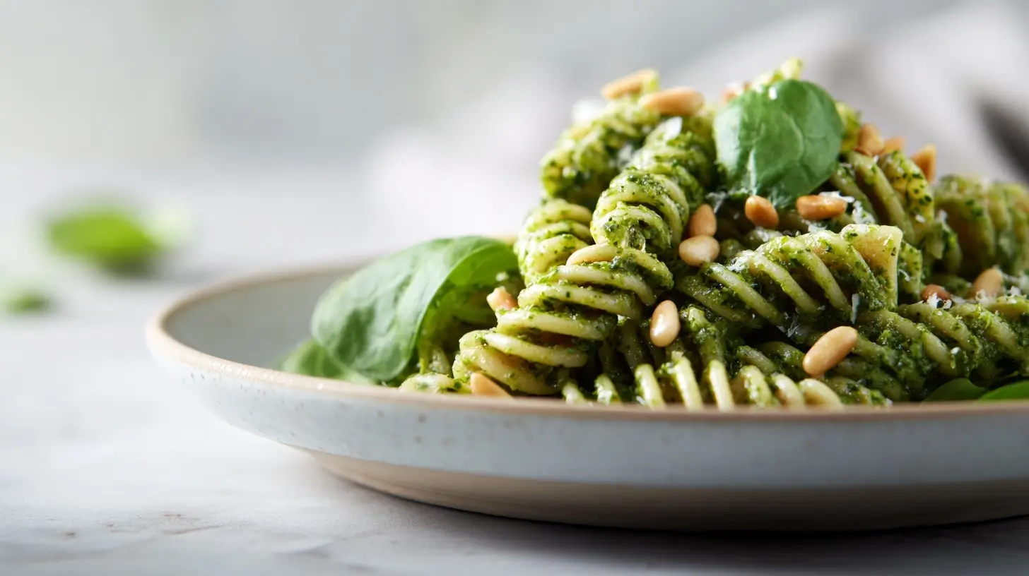 Pâtes complètes au pesto d’épinards et pignons au Cookeo - liste des ingrédients