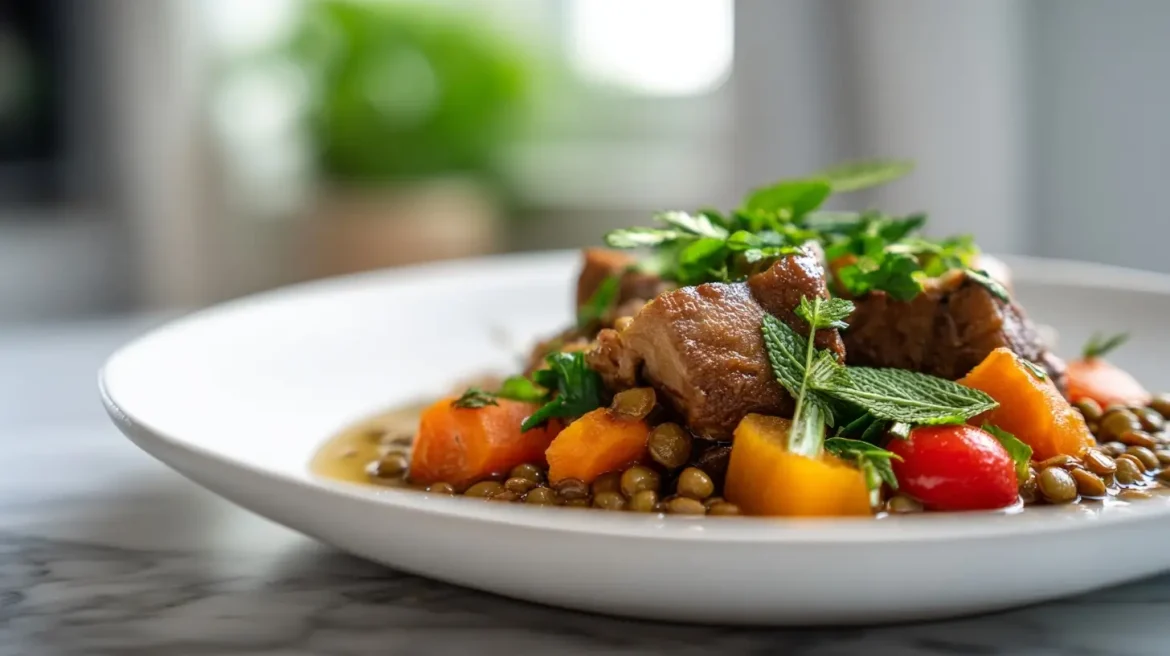 Ragoût de porc aux lentilles vertes au Cookeo, savoureux et réconfortant