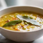 Soupe réconfortante aux pois cassés et laurier au Cookeo, parfaite pour les soirées fraîches.