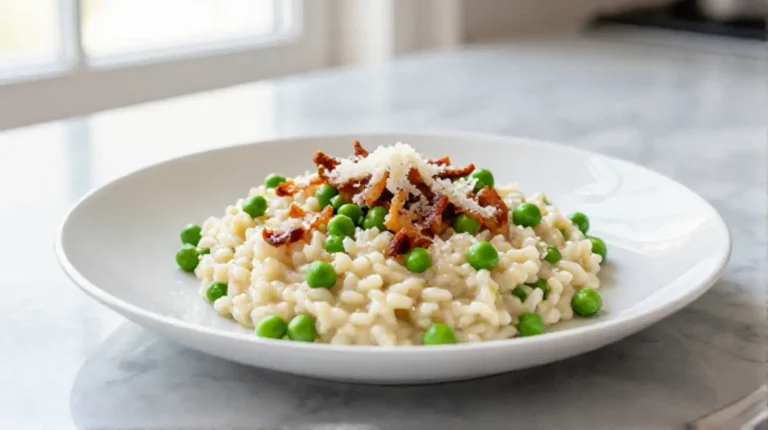 Risotto aux petits pois et lardons au Cookeo, crémeux et savoureux