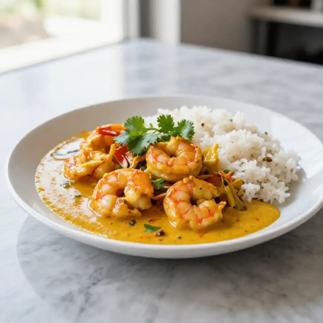 Riz au curry de crevettes au Cookeo - liste des ingrédients