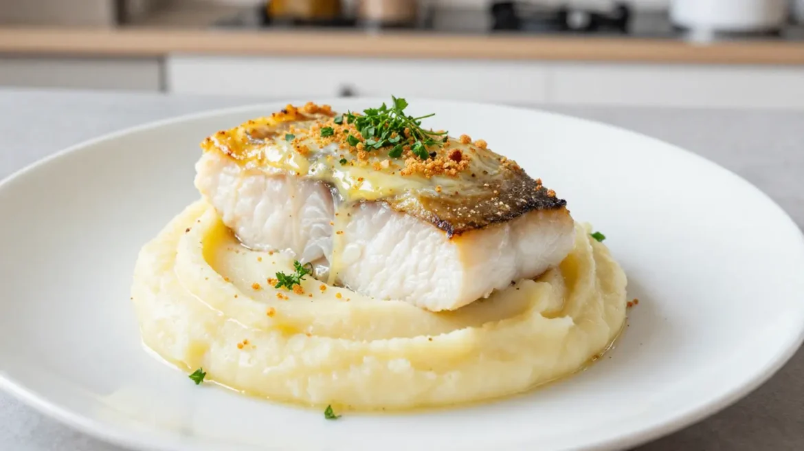 Délicieux gratin de poisson avec une purée onctueuse, préparé au Cookeo.