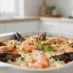 Délicieuse cassolette de fruits de mer à la crème et au safran, préparée au Cookeo.