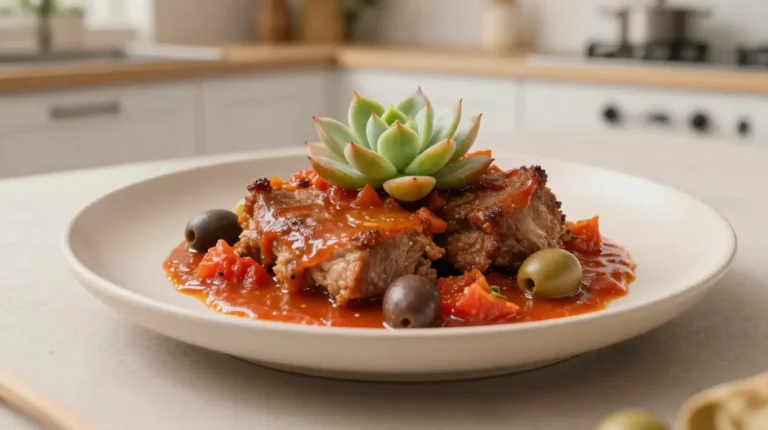 Délicieuse échine de porc à la tomate et aux olives cuisinée au Cookeo, savoureuse et facile à préparer.