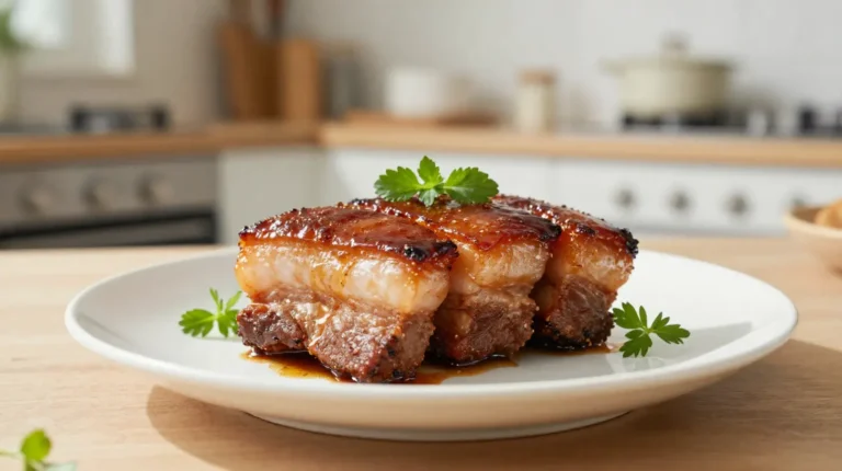 Délicieuse poitrine de porc confite au Cookeo avec des saveurs riches et tendres.